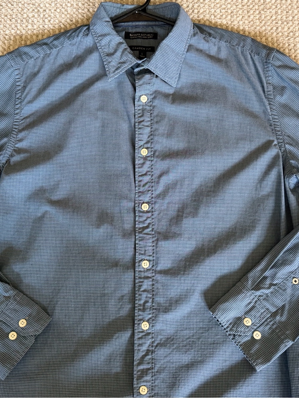 Banana Republic Custom 078 Wash Button Down Shirt Camden Fit Mens Size L Blue